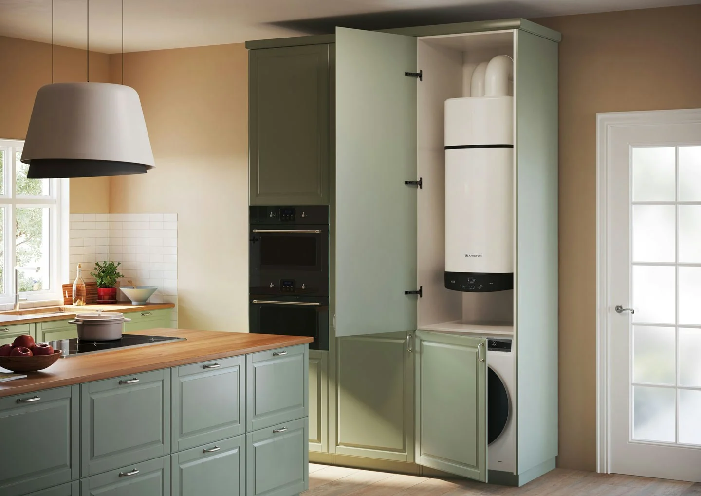 Funcionamiento silencioso y diseño compacto Con una potencia acústica de solo 45 dB, este equipo ofrece un funcionamiento silencioso, ideal para instalaciones en viviendas. Su diseño mural compacto permite una integración sencilla en espacios reducidos, sin renunciar a prestaciones de alto nivel.